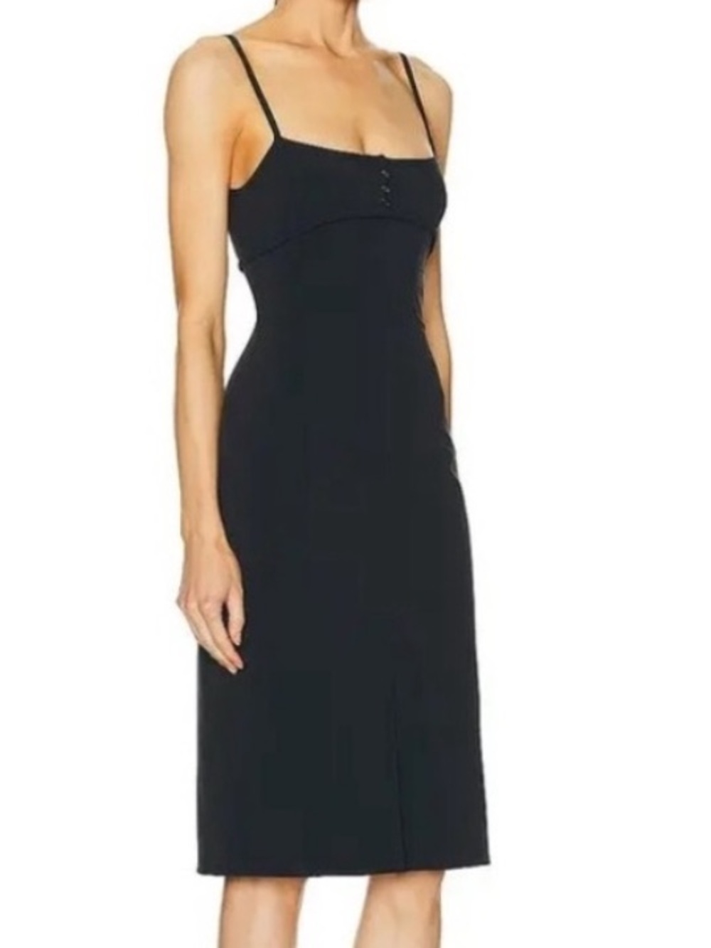 Priscavera Sz L Stretch Tailored Midi Dress Black Designer New Without Tags